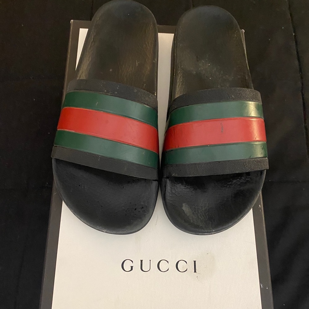 (2016) authentic Striped Gucci Slides